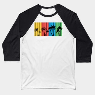 Palm Trees with Colorful Design Baseball T-Shirt